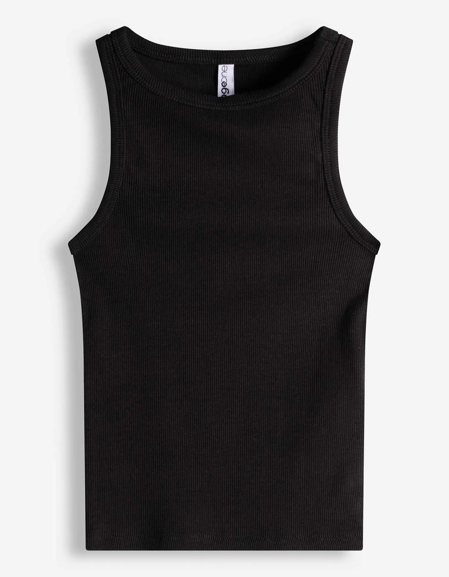 Cropped Top - Gerippt - schwarz