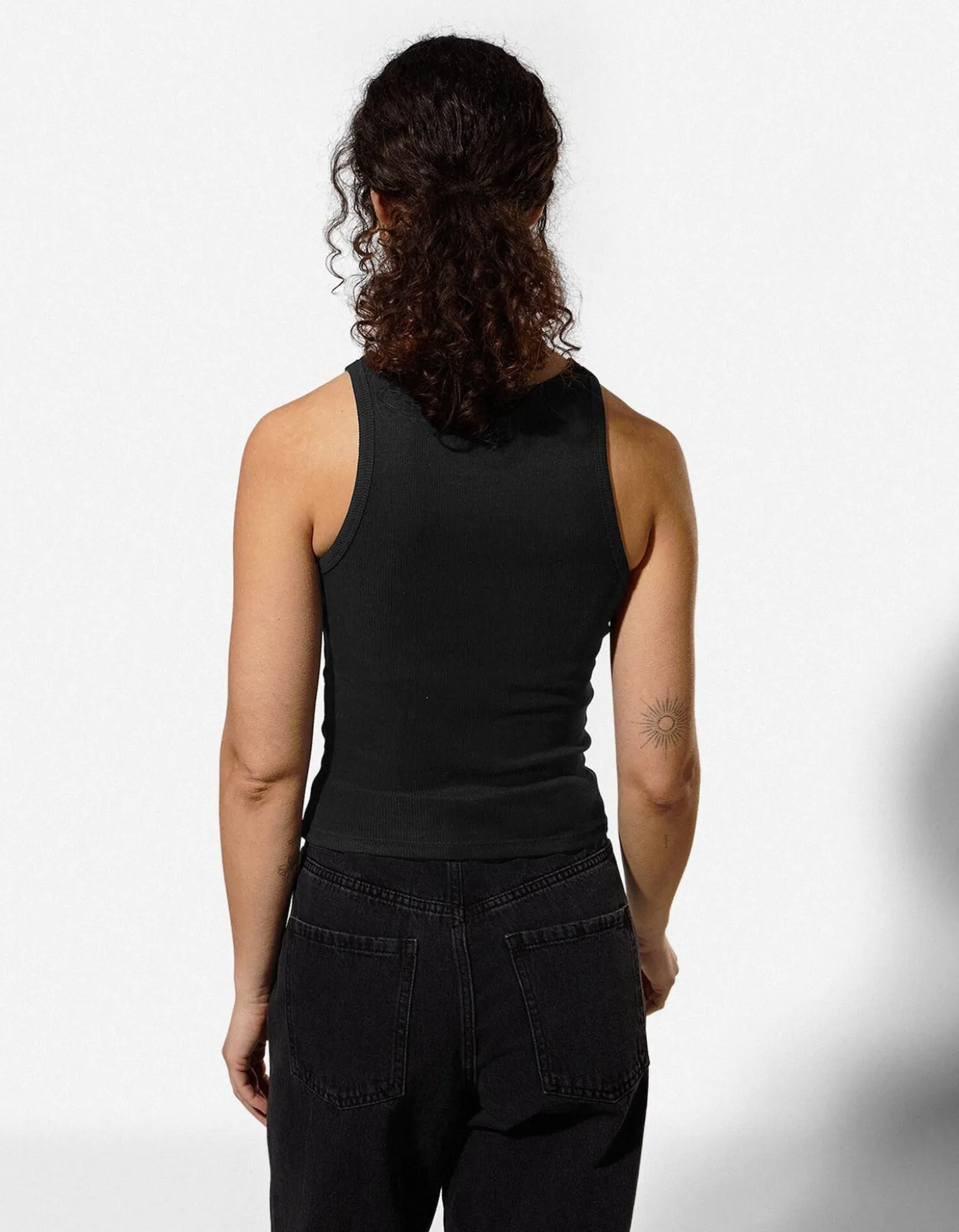 Cropped Top - Gerippt - schwarz