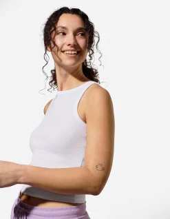 Cropped Top - Gerippt - weiß