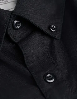 Hemd - Leinen-Optik - schwarz