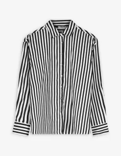 Hemdbluse - Streifen - schwarz