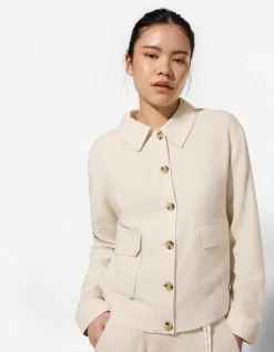 Hemdjacke - Leinen-Optik - beige