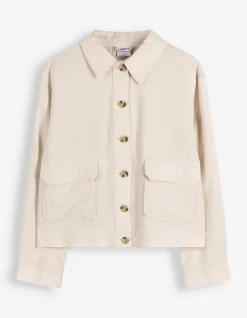 Hemdjacke - Leinen-Optik - beige