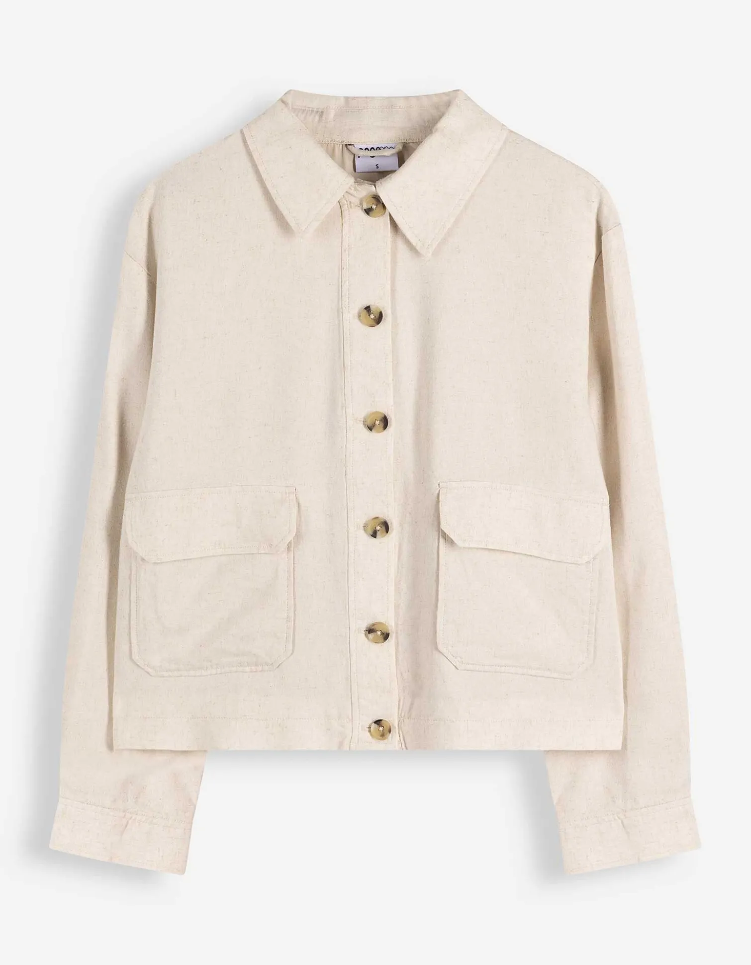 Hemdjacke - Leinen-Optik - beige