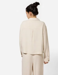 Hemdjacke - Leinen-Optik - beige