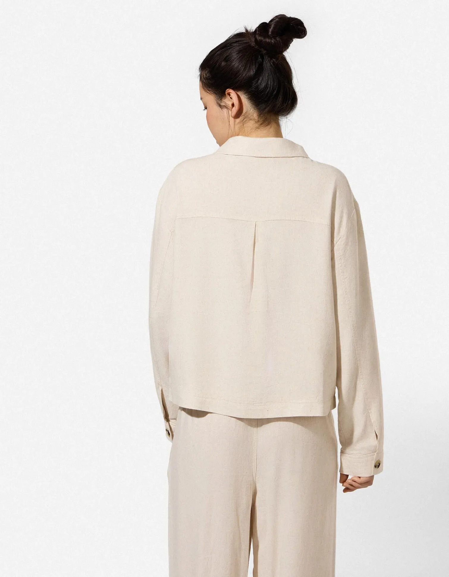 Hemdjacke - Leinen-Optik - beige