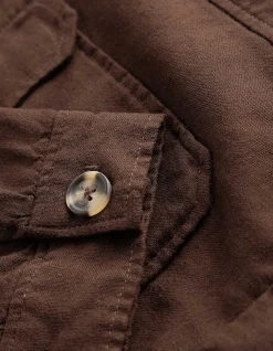 Hemdjacke - Leinen-Optik - dunkelbraun