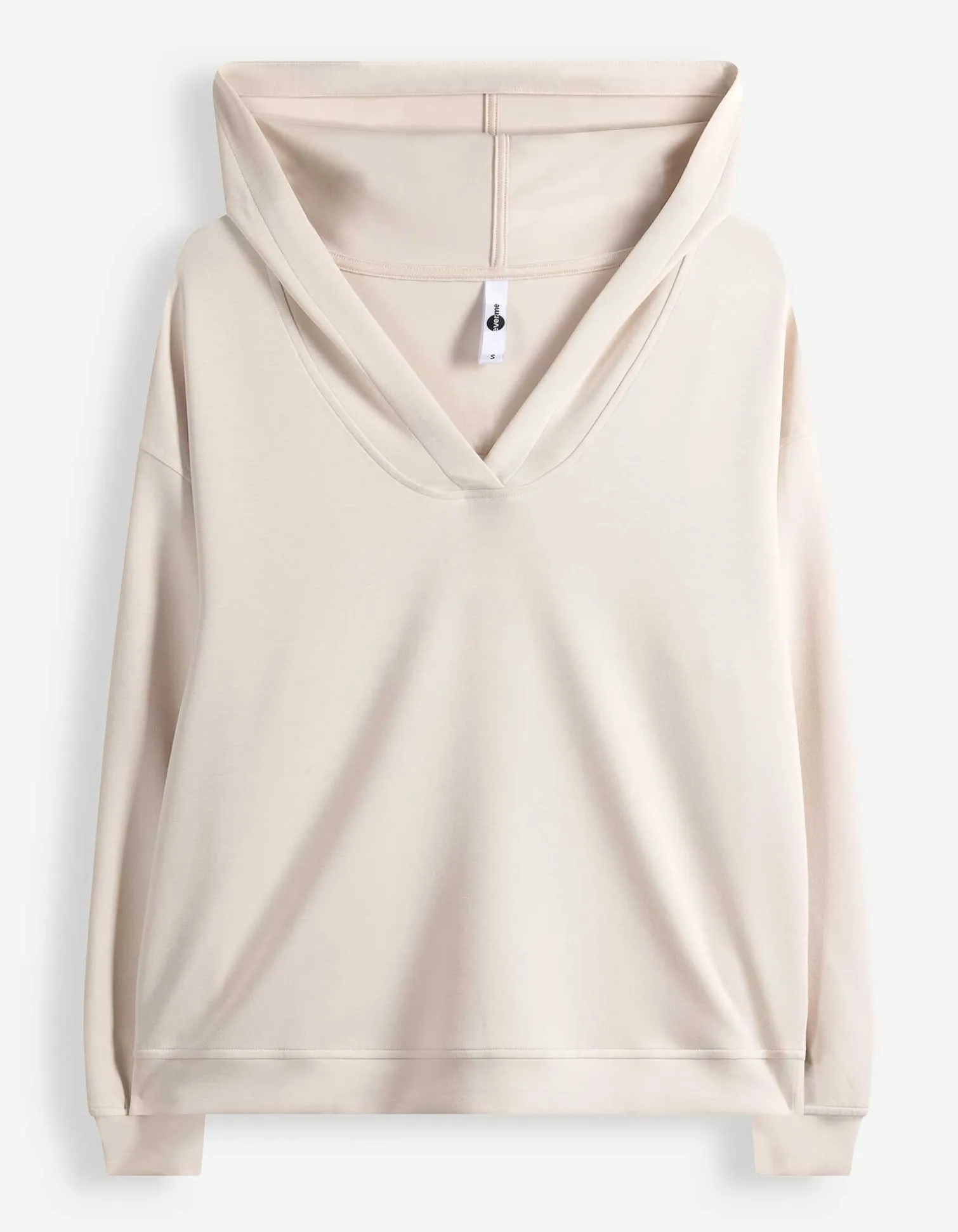 Hoodie - V-Ausschnitt - beige