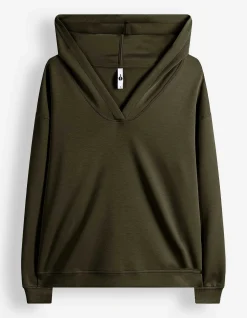 Hoodie - V-Ausschnitt - dunkelgrün
