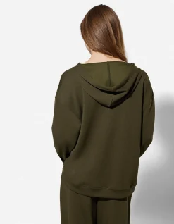 Hoodie - V-Ausschnitt - dunkelgrün