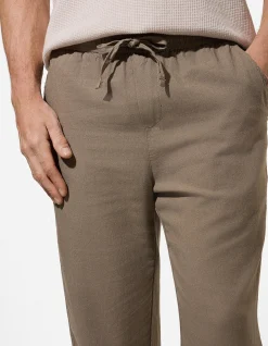 Hose - Leinen-Mix - beige