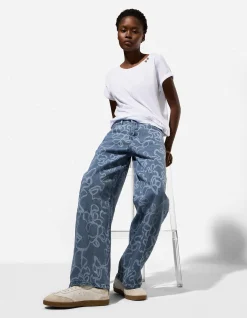 Jeans - Allover-Muster - blau