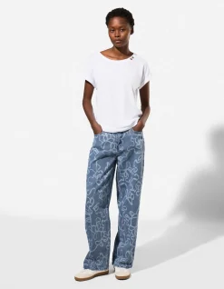 Jeans - Allover-Muster - blau