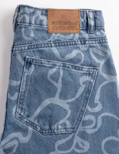 Jeans - Allover-Muster - blau