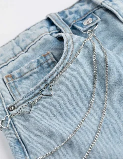 Jeans - Kettedetail - hellblau