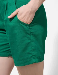 Jeansshorts - Baumwoll-Mix - dunkelgrün