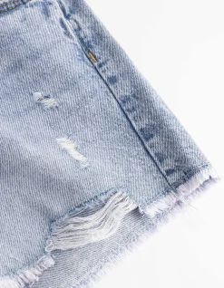 Jeansshorts - Destroyed - blau