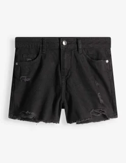 Jeansshorts - Destroyed - schwarz