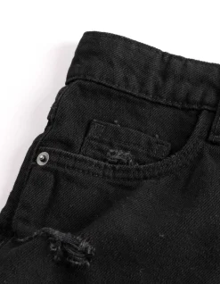 Jeansshorts - Destroyed - schwarz