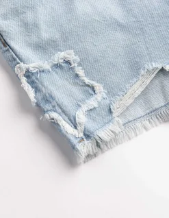 Jeansshorts - Herzen - hellblau