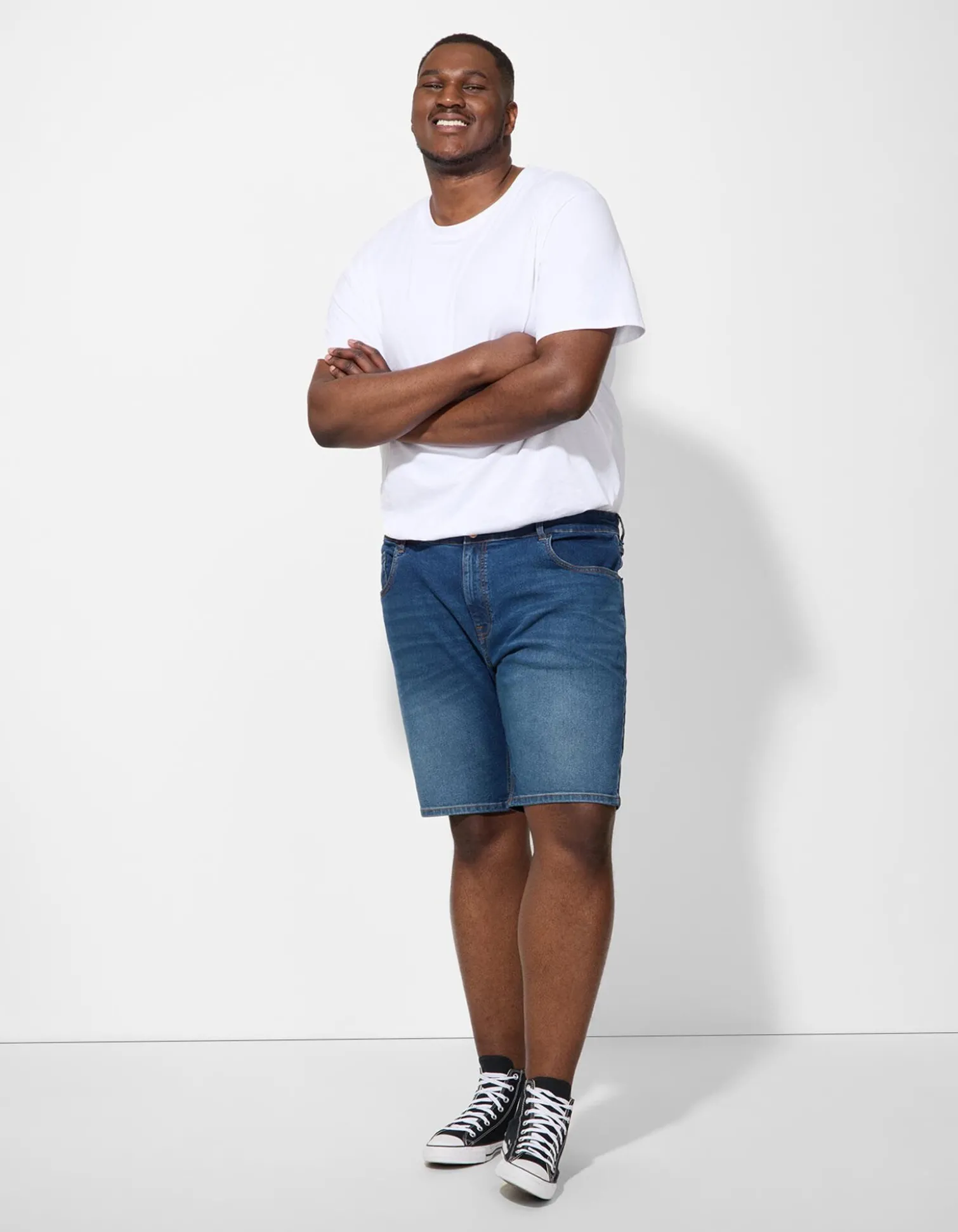 Jeansshorts - Straight Fit - dunkelblau