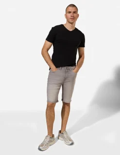 Jeansshorts - Wascheffekte - grau