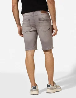 Jeansshorts - Wascheffekte - grau
