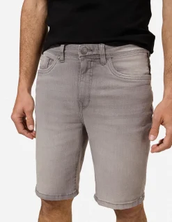 Jeansshorts - Wascheffekte - grau
