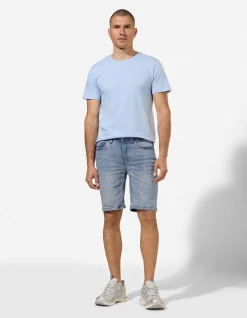 Jeansshorts - Wascheffekte - hellblau