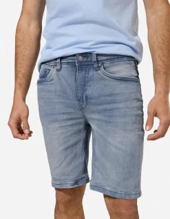 Jeansshorts - Wascheffekte - hellblau