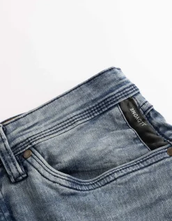 Jeansshorts - Wascheffekte - blau