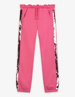Jogginghose - Paillettenbesatz - pink