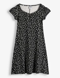Kleid - Allover-Muster - schwarz