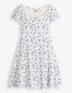 Kleid - Allover-Muster - weiß