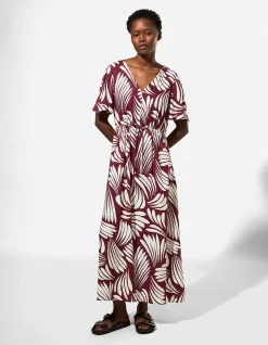 Kleid - Allover-Print - dunkelrot