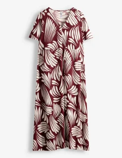 Kleid - Allover-Print - dunkelrot