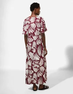 Kleid - Allover-Print - dunkelrot