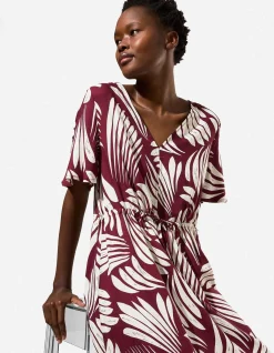 Kleid - Allover-Print - dunkelrot