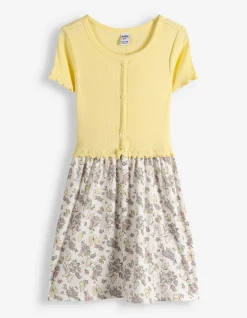 Kleid - Allover-Print - hellgelb