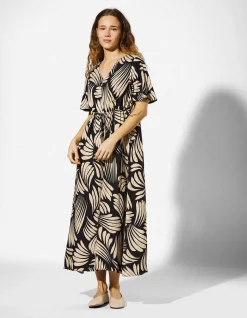 Kleid - Allover-Print - schwarz