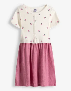 Kleid - Allover-Print - weiß
