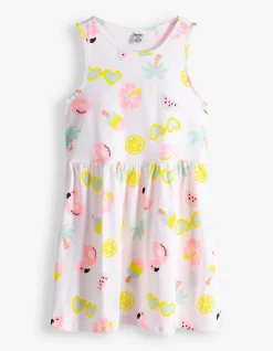 Kleid - Allover-Print - weiß