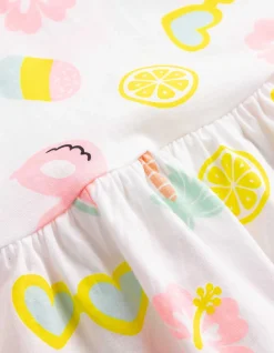 Kleid - Allover-Print - weiß