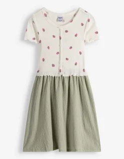 Kleid - Allover-Print - weiß