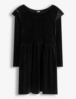 Kleid - Glitzerstoff - schwarz