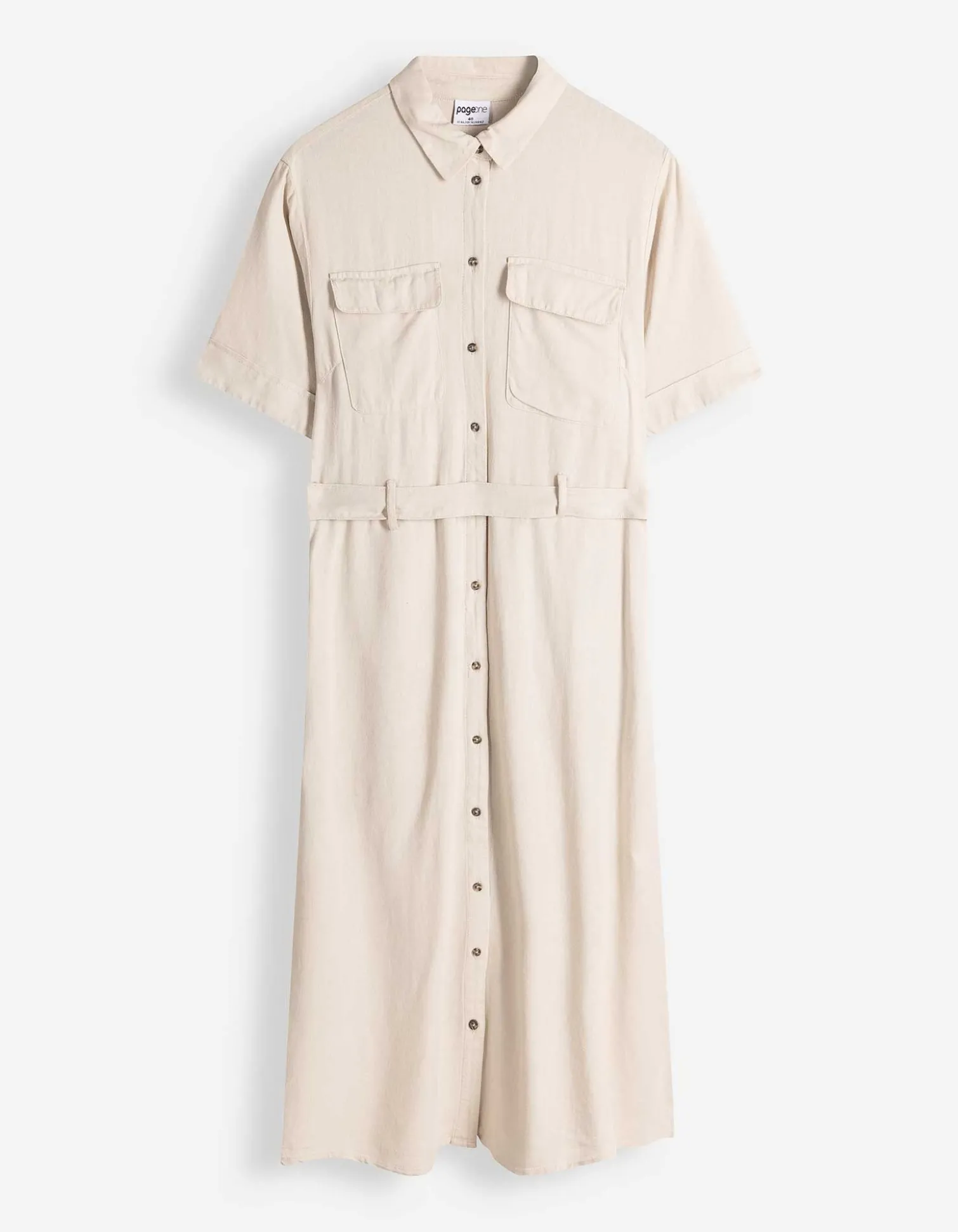 Kleid - Leinen-Optik - Beige