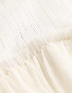 Kleid - Pointelle - weiß