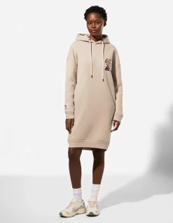 Kleid - Rückenprint - beige