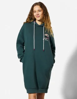 Kleid - Rückenprint - türkis
