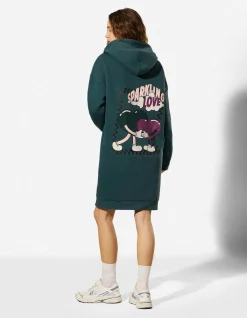 Kleid - Rückenprint - türkis